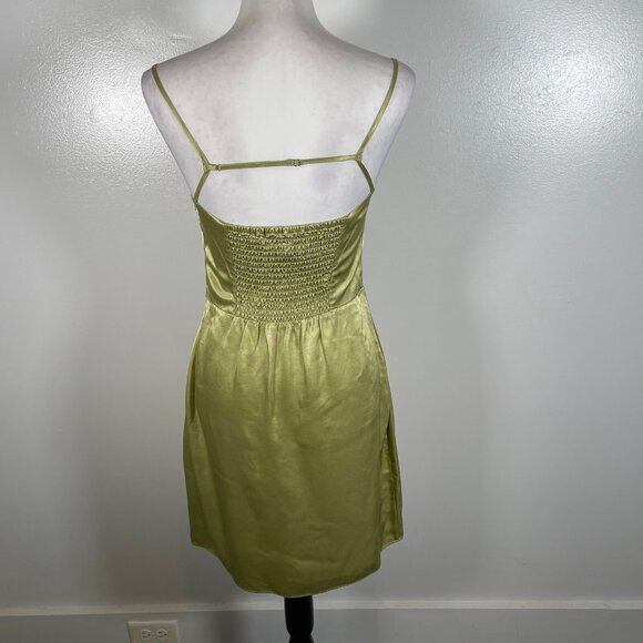 Samsoe Samsoe Slip Dress Womens S Lime Green Satin Smocked Back Adjustable Strap - Picture 10 of 16